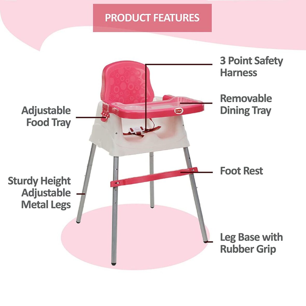 LuvLap Baby Booster High Chair, Pink
