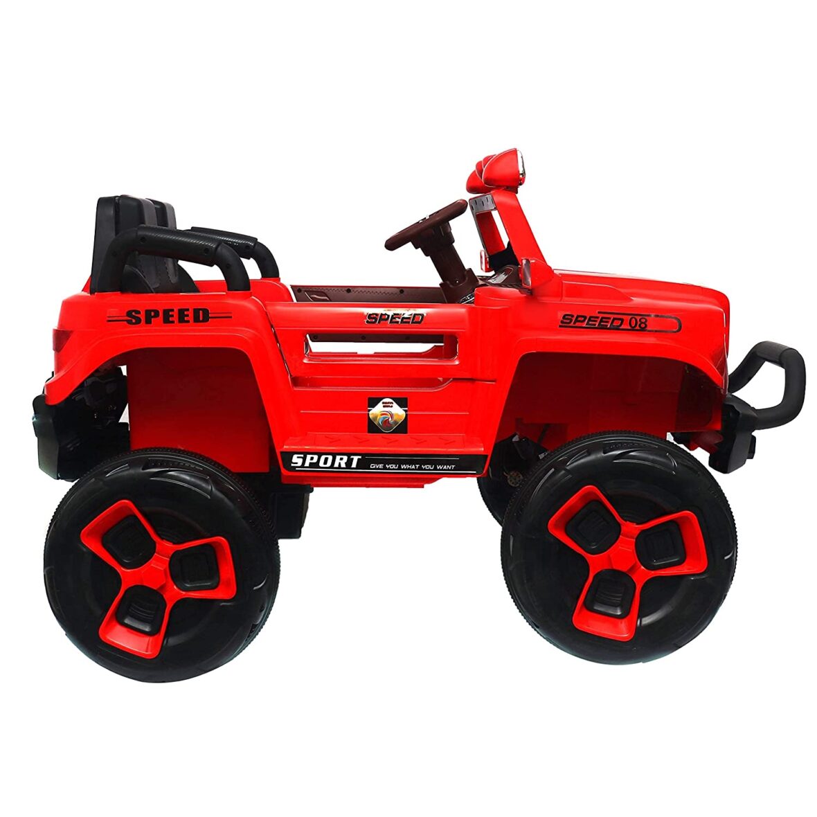 U Smile Speed08 Battery Operated Jeep for Kids, 4-8 Years, Red
