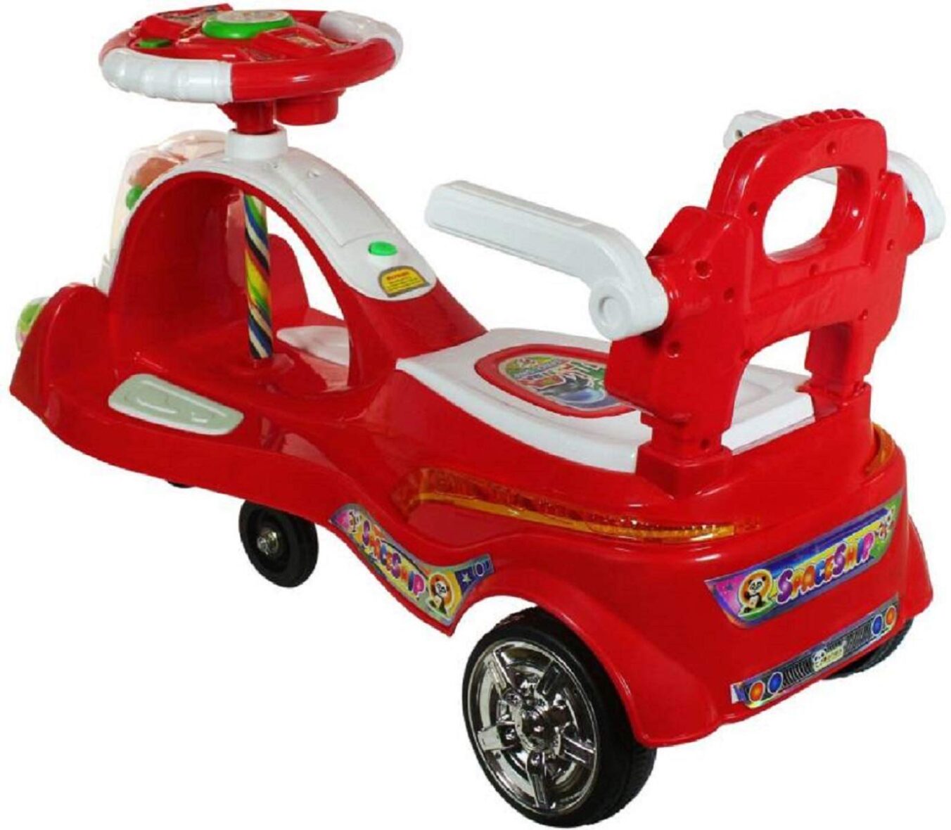 U Smile Plastic Space Swing Car for Kids (Red)
