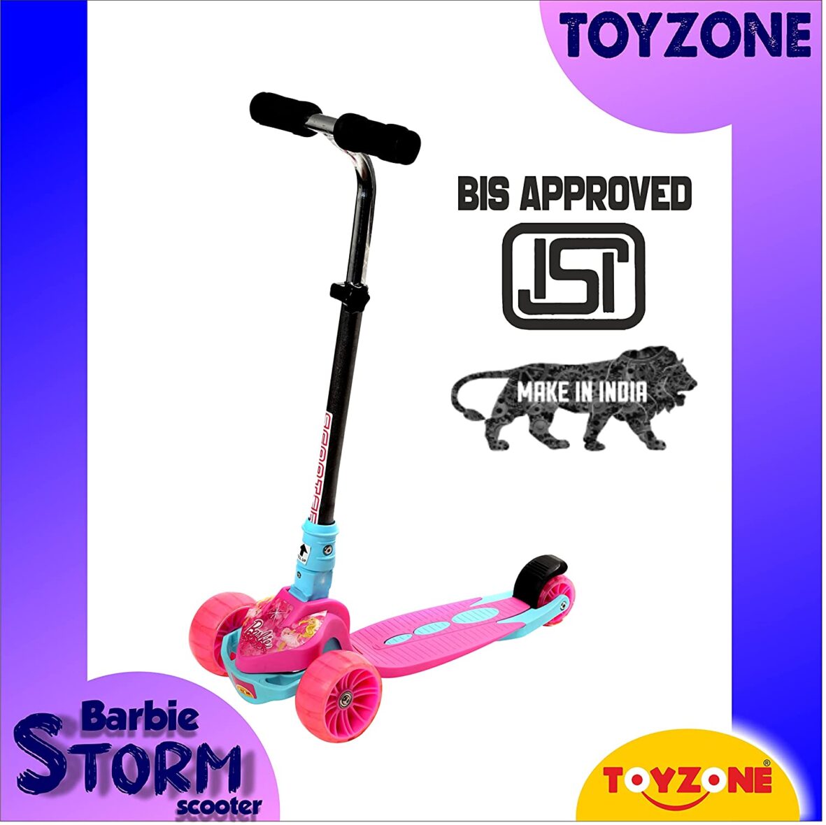 Toyzone Scooter Storm  Kids Skate Ride on  Smart Kick Scooter  Adjustable Height and Rear Brake  Foldable Scooter  for Kids Age 6+ Years Visit the Toyzone Store