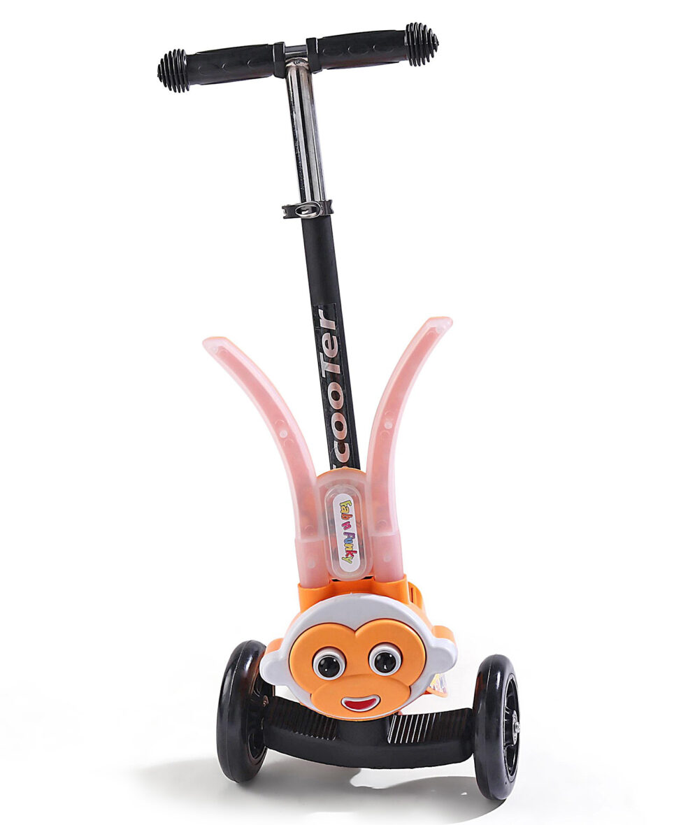 U Smile Kick Scooter with 4 Level Height Adjustment – LED Light and Music – Orange