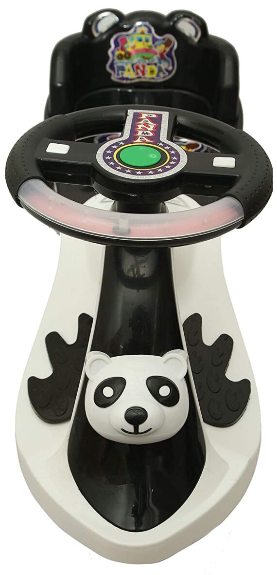 Goyal’s Panda Magic Car with Back Rest, Music & Lights, Suitable for Age 2 – 8 Years (Black & White)