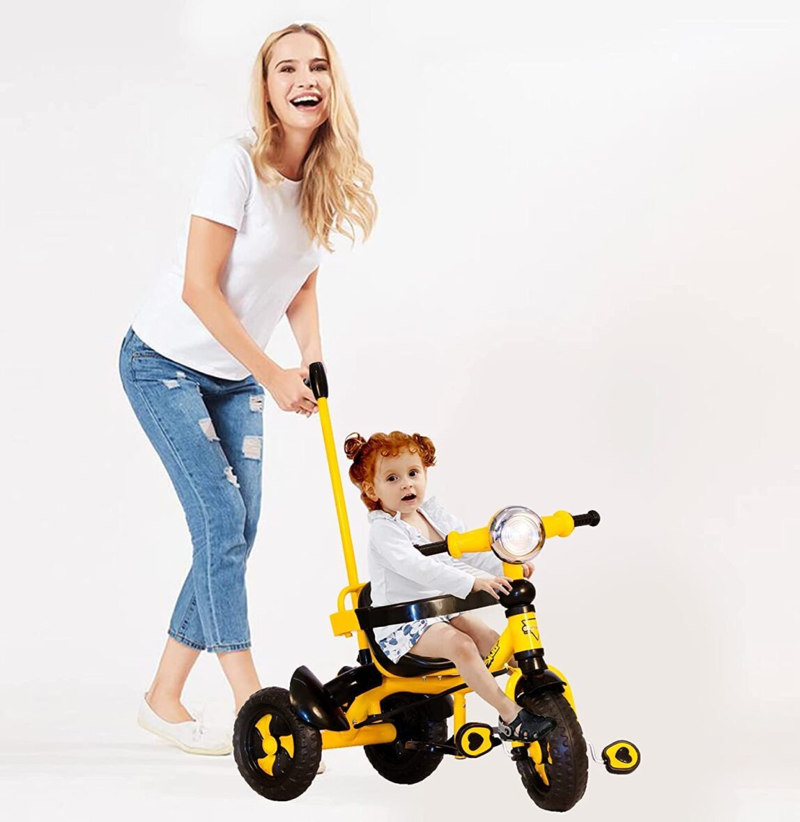 U Smile Kids Tricycle with Parent Control Handle and Kids Safety Guard & Foot Resting Pads, Trikes for Baby boy or Baby Girl or Toddler Tricycle for 1-5 Years Kids (Pack of 1) (Tricycle Yellow)