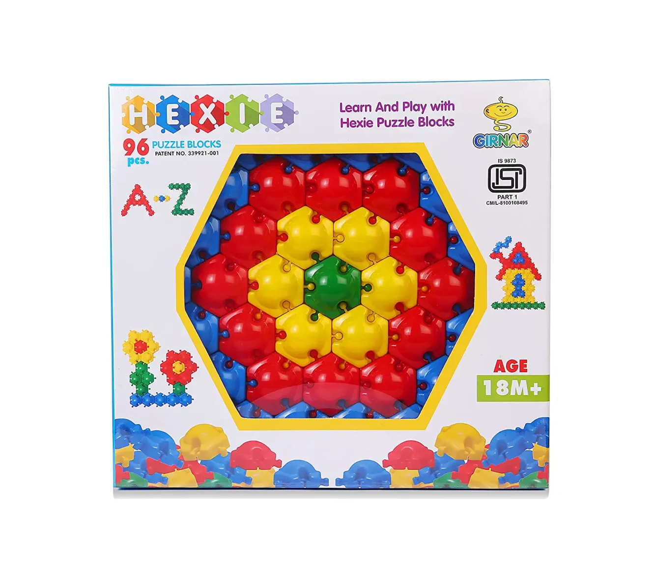 Hexie Puzzle Blocks 96 Pcs, Multicolor