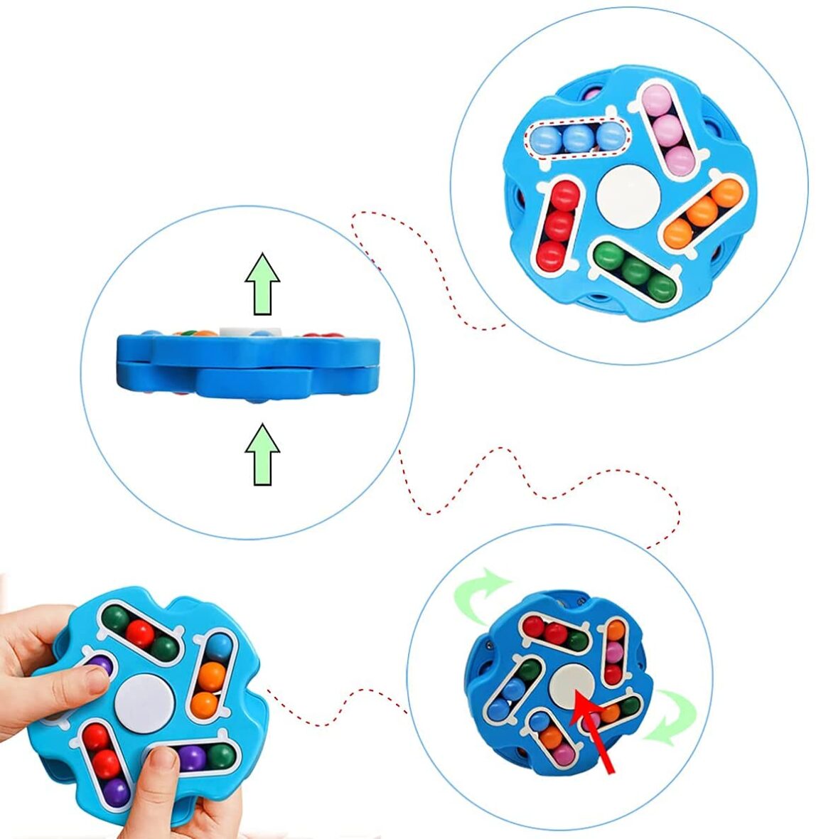 U Smile  Rotating Magic Bean Toys Decompression Rotating Small Beads Magic Cube Toys for Kids Puzzle Educational Toys for 8 Years Old