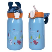 U smile Colorful Insulated Hot & Cold Sipper Water Bottle For Kids, Cute Cartoon Animal Printed Stainless Steel One Touch Opener School Bottle For Boys & Girls, 530 ml (Pack of 1, Multicolor)