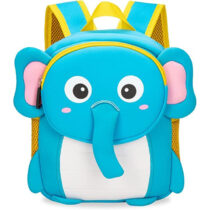 Cute Small Size Fancy Bag for Kids Pre-Schoolers Picnic Bag for Baby Boys, Girls Lightweight Travel Mini Backpack for Kids Age 1 Years to 4 Years Toddlers (Elephant Design) (Blue)