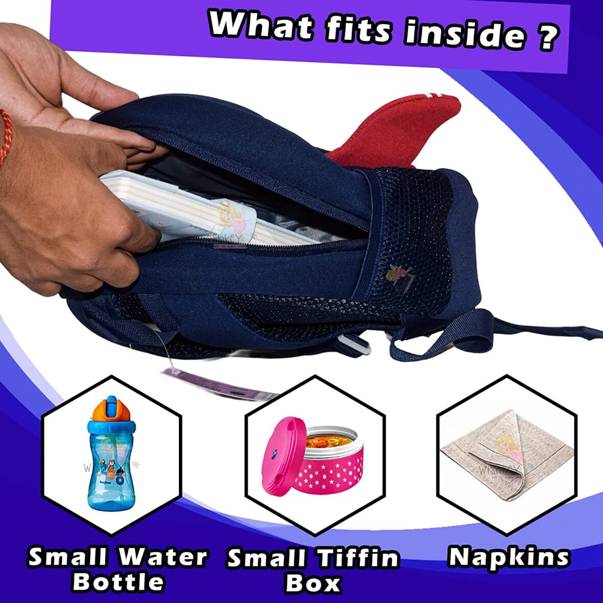 U Smile Space Design Bag for Pre-Schoolers Kids, Water Resistant Mini Backpack for Kids, Lightweight Small Size Bag for Play School & Nursery Kids, Picnic Bag, Travel, Dark Blue, 1-4 Years 5