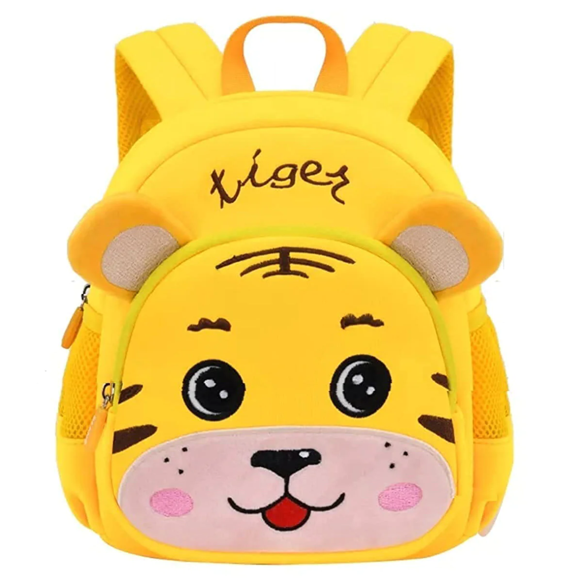 U Smile Little Tiger Design Bag for Pre-Schoolers Kids, Water Resistant Mini Backpack for Kids, Lightweight Small Size Bag for Play School & Nursery Kids, Picnic Bag, Travel, Yellow, 1-4 Years