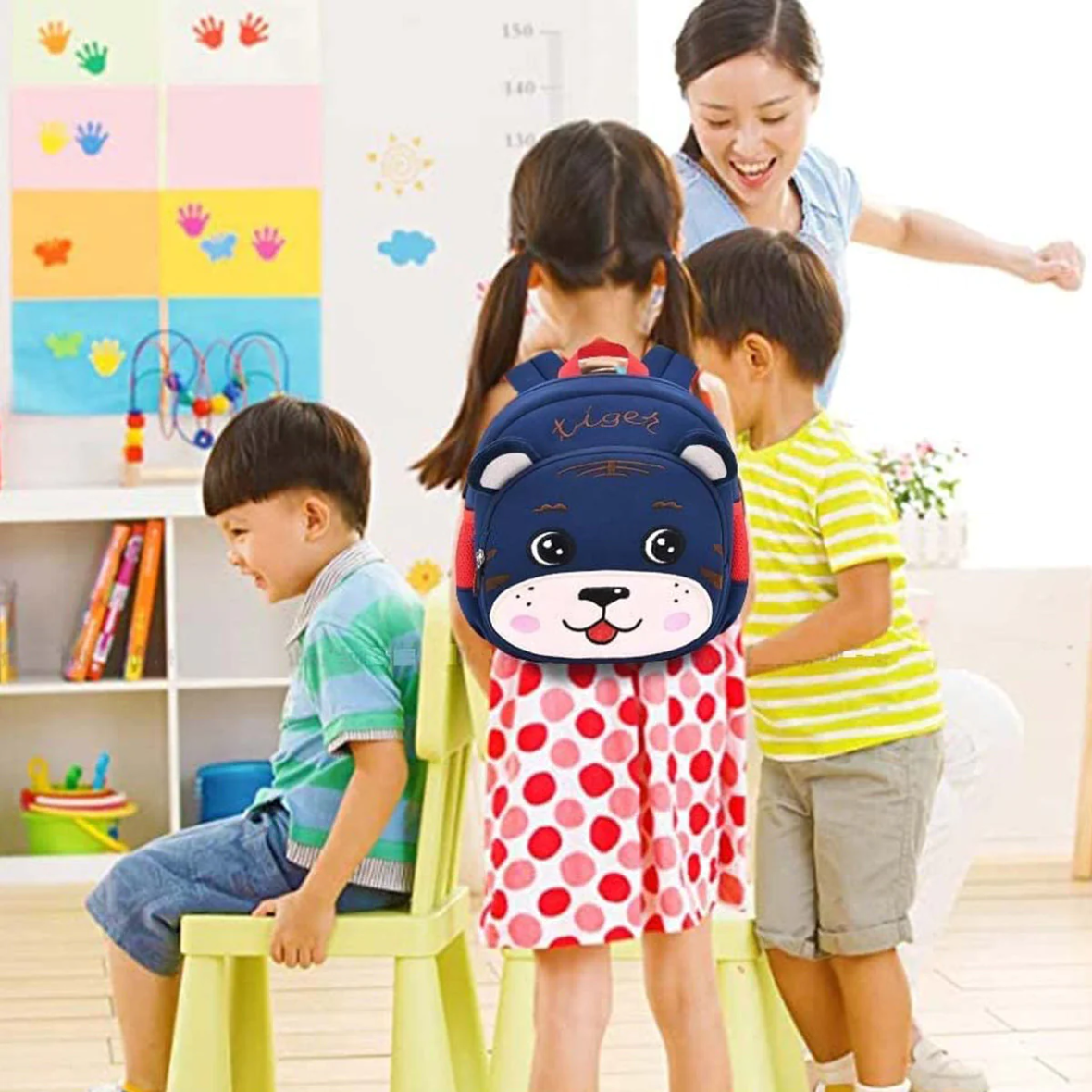 u-smile-cute-tiger-design-bag-for-pre-schoolers-kids-water-resistant-mini-backpack-for-kids-lightweight-small-size-bag-for-play-school-nursery-kids-picnic-bag-travel 5