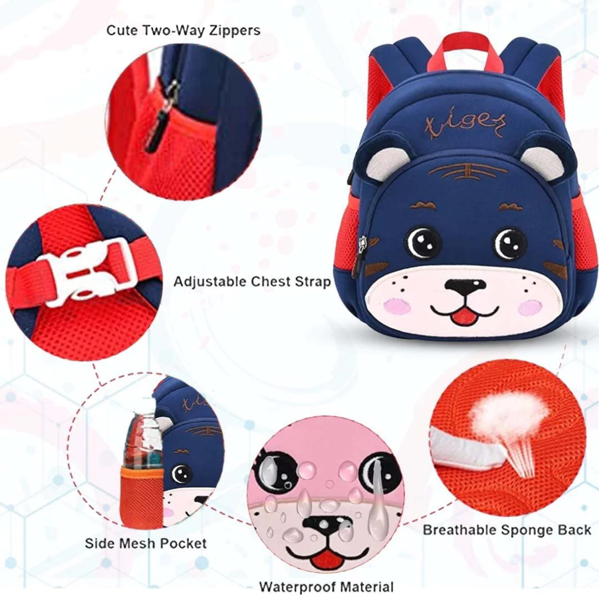 u-smile-cute-tiger-design-bag-for-pre-schoolers-kids-water-resistant-mini-backpack-for-kids-lightweight-small-size-bag-for-play-school-nursery-kids-picnic-bag-travel 8